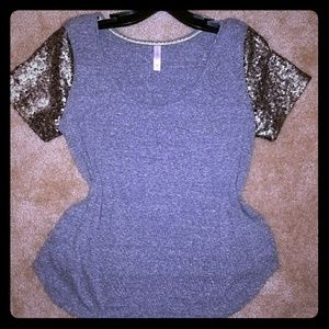 Sequin Sleeved T-shirt